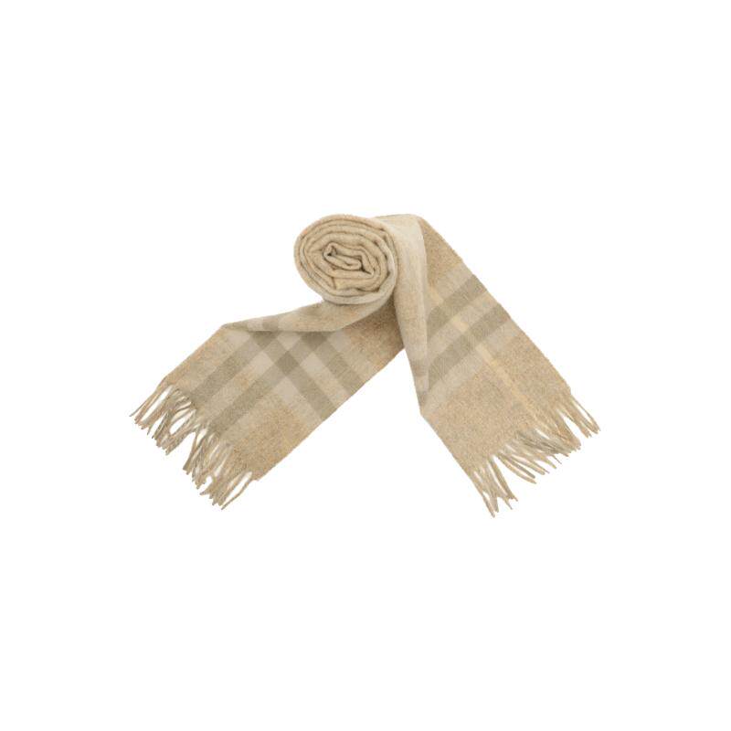 【自营】BURBERRY/博柏利女士山羊绒格纹长款流苏围巾秋冬保暖
