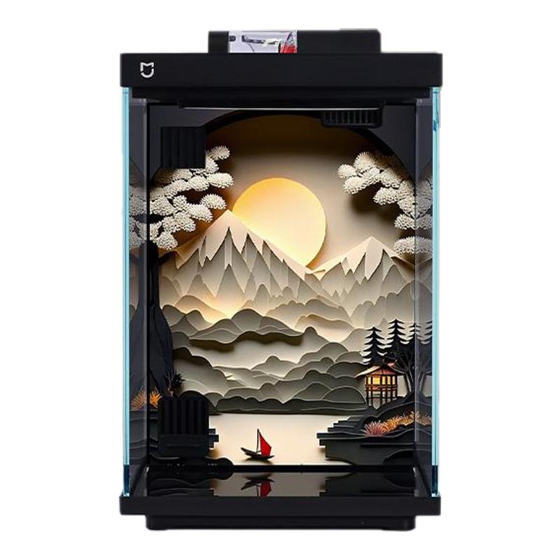 适用小米二代智能鱼缸背景板图画贴纸3D高清图造景装饰改装亚克力
