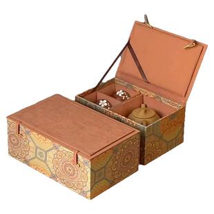 高档茶具包装紫砂银铁壶一壶两杯一壶四杯套壶锦盒热销布艺礼品盒