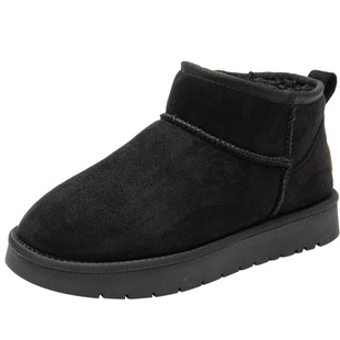 大东雪地靴女鞋2025冬季新款简约平底套脚低跟圆头D0703