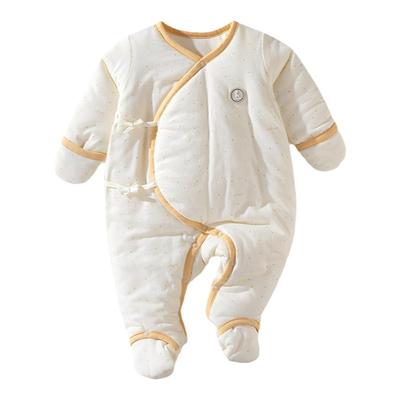 纯棉连体衣童泰长款包脚系带秋冬