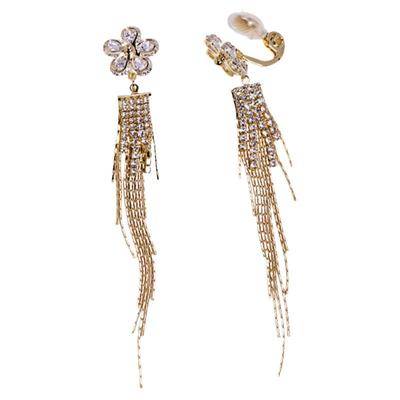 轻奢花朵流苏法式捏捏夹无耳洞