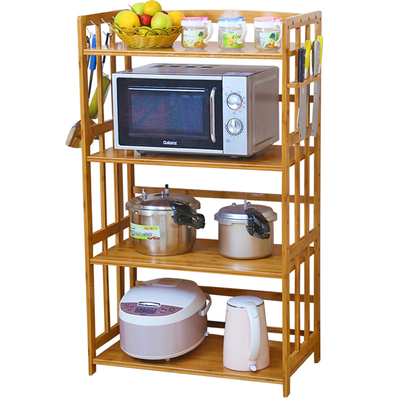 楠竹落地多层微波炉置物架