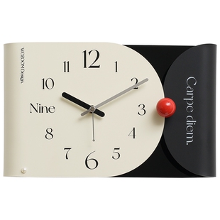 Mandelda免打孔2026新款奶油风挂钟客厅家用欧式钟表创意时钟挂墙