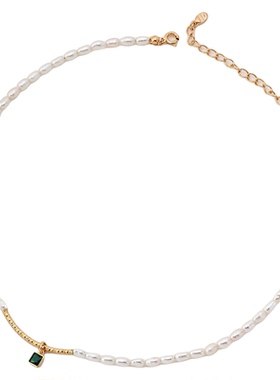 Color Sparkly 小众轻奢设计纯银淡水珍珠锆石项链高级感百搭气质