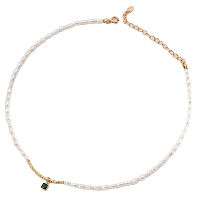 Color Sparkly 小众轻奢设计纯银淡水珍珠锆石项链高级感百搭气质