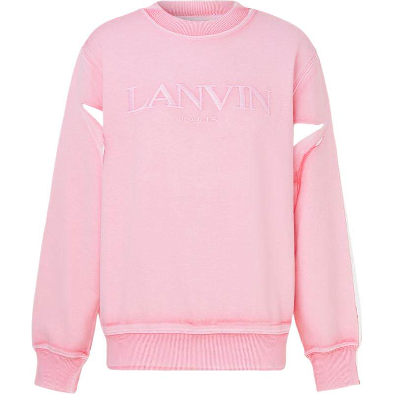【限时折上9折】Lanvin 女秋冬刺绣棉质芭比粉卫衣