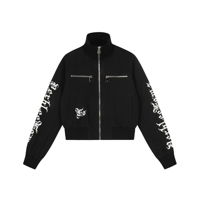 F383哥特风字母印花短款夹克