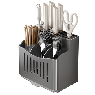 刀架筷子筒一体厨房置物架免打孔壁挂刀具勺子收纳架多功能置物架