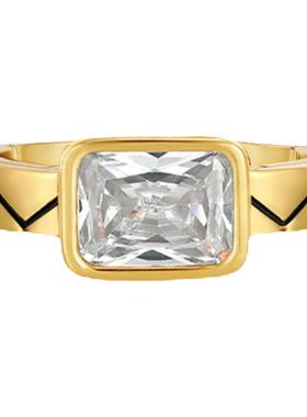 欧美菱格纹戒指女小众设计