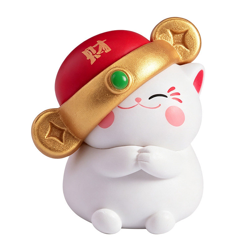招财猫车载摆件创意迷你发财公仔玩偶可爱小猫咪屏幕显示器装饰品