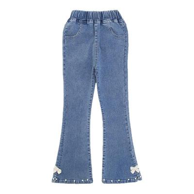 女童加绒裤子秋冬中大童喇叭裤