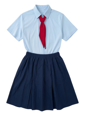 新时代好少年合唱服日系JK制服水色蓝色女衬衫短袖学院风校服衬衫