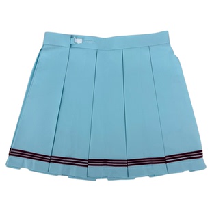 兔言舍原创带杠百褶短裙日系学院风甜妹班服裙高腰JK制服裙半身裙