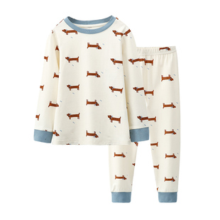 儿童秋衣秋裤纯棉春秋季宝宝男孩女童打底棉毛衫男童保暖内衣套装