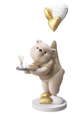 布科元气熊托盘客厅大型落地摆件