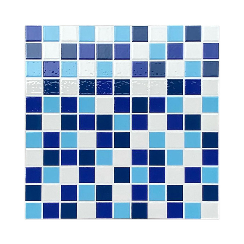 蓝色格子泳池瓷砖300X300马赛克