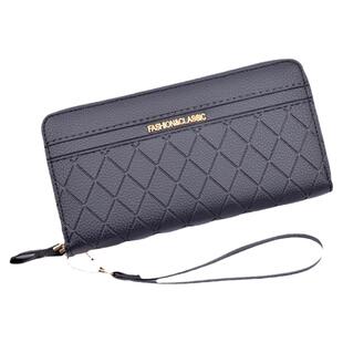 新款双拉链钱包女士长款大容量格纹手拿包双层钱夹韩版零钱手机包