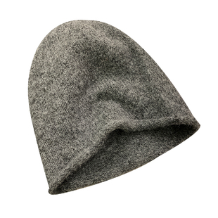灰色含羊毛卷边针织冷帽女秋冬季显脸小堆堆帽大头围百搭包头帽子