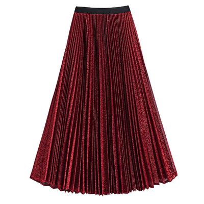 不掉粉黑色亮丝星空半身裙