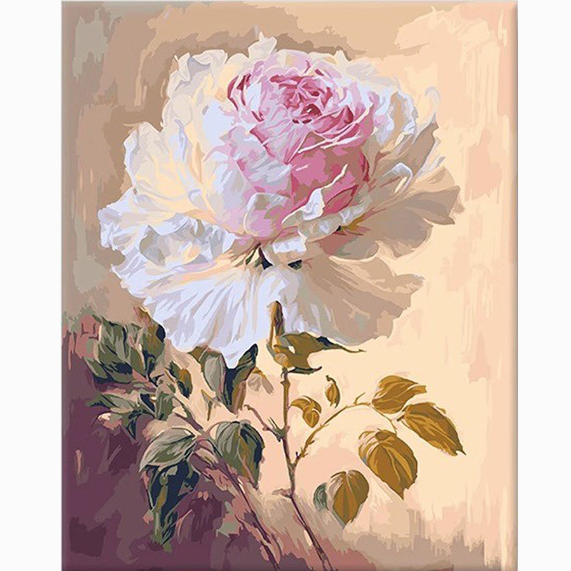 数字油画diy油彩画淡墨芬芳牡丹
