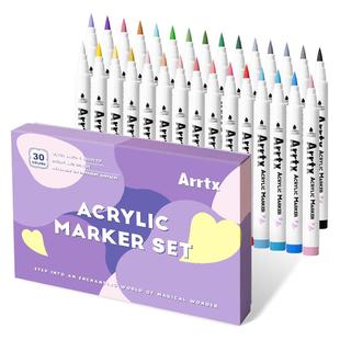 Arrtx阿泰诗丙烯马克笔套装30色B款绝绝紫防水软头DIY水彩笔丙烯颜料马克笔彩色涂鸦笔套装