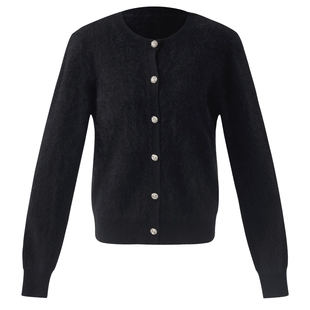 首降|歌莉娅针织毛衣开衫女装秋季新款高端黑色羊绒外套