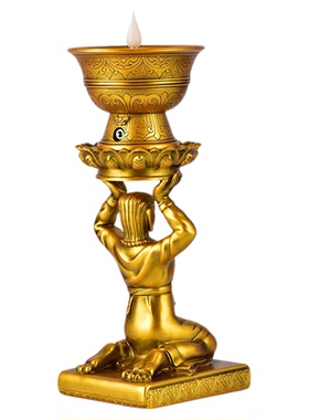 藏式树脂充电天女电子酥油摆件