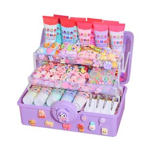 紫色箱儿童奶油胶diy发夹材料发卡圣诞节饰品树脂小配件套装女孩