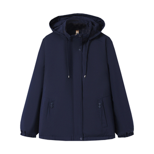 妈妈连帽夹克衫棉衣冬装新款加绒加厚宽松显瘦短款女式棉袄厚外套