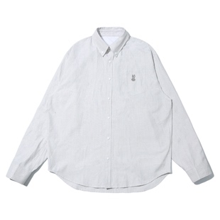 RIC 漩涡兔条纹长袖衬衫男2025新款春秋季外套情侣潮牌衬衣女上衣