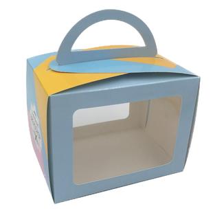 彩色开窗打包盒三角形手提盒牛皮纸盒蛋糕盒切块手提盒100个