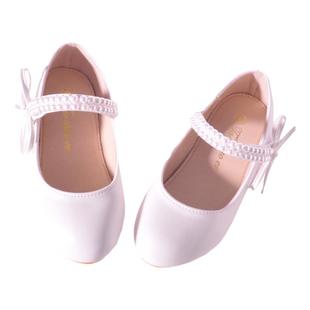 白色皮鞋女童公主鞋珍珠四季鞋小童中大童晚礼服演出儿童高跟鞋子