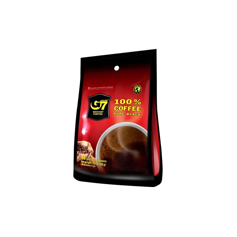 G7 COFFEE纯黑咖啡2克X50条袋装100克办公室提神饮品研磨咖啡粉