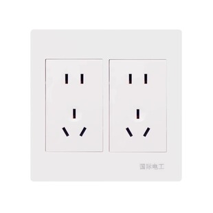 TEP国际电工120型开关插座大面板二开双开五孔插座二位双控大五孔