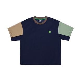 马拉丁童装上衣25夏新款男童不对称拼色花卉拓印凉感短袖T恤