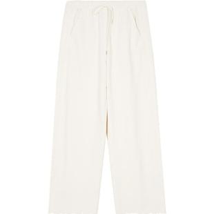 素然klee klee 秋季女士环保棉毛圈针织布直筒休闲裤