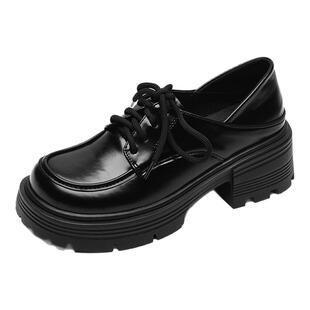 厚底增高小皮鞋女2026新款夏季配裙子休闲单鞋英伦乐福鞋大码女鞋