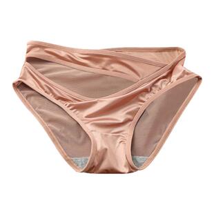 缎面蕾丝性感透明内裤女纯棉透气裆高开叉纯欲少女低腰无痕三角裤