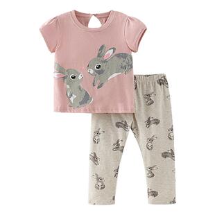 女童夏季套装2026新款纯棉短袖长裤儿童两件套时髦洋气超好看童装