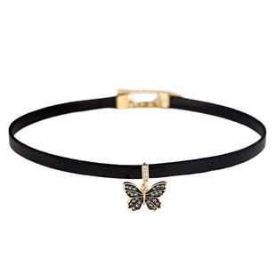 森系蝴蝶颈链项圈女choker短款黑色锁骨项链轻奢小众脖子饰品颈带