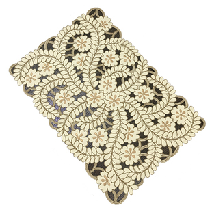 布艺欧式美式中式绣花桌布西餐垫微波炉床头柜镂空盖巾帘山花烂漫