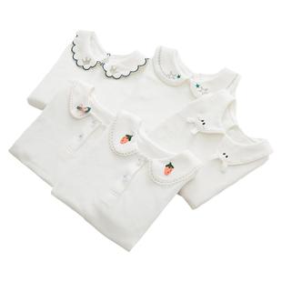 女童纯棉打底衫白色春秋衬衫宝宝儿童针织衫打底t恤洋气上衣秋装