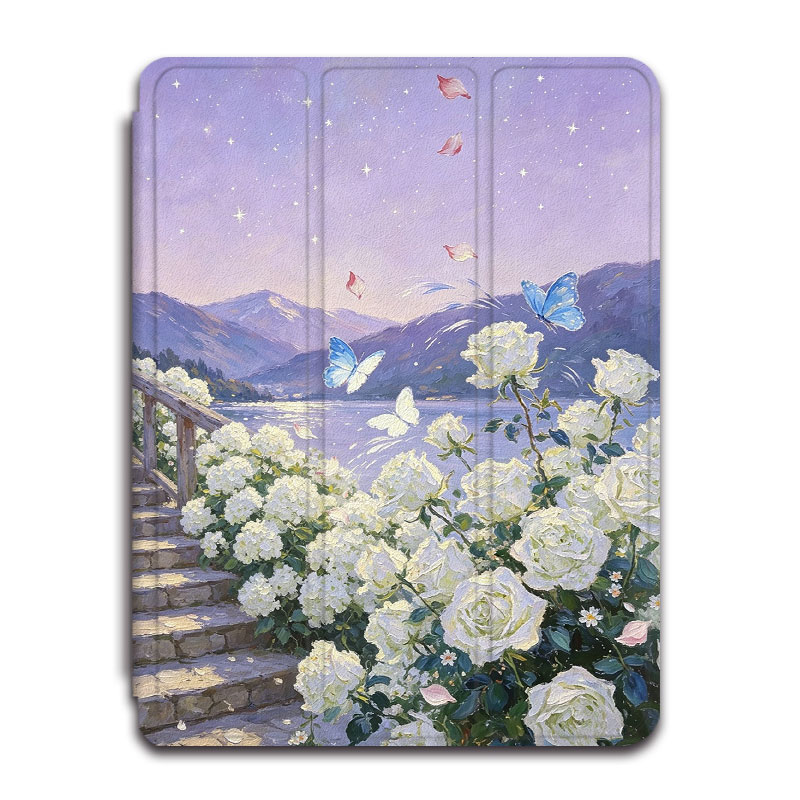适用作业帮T30白玫瑰T28蝴蝶保护壳P20学习机T20科大讯飞T20油画p30风景x3三星T510小众s8/S9+防摔Plus平板套