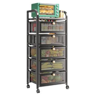 抽屉式厨房蔬菜置物架落地多层菜篮子收纳架多功能放水果储物柜子