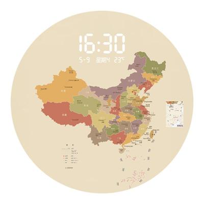 创意地图LED电子钟表餐厅装饰画