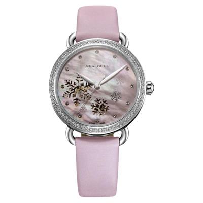 正品海鸥手表女士时尚潮流休闲镶钻贝母盘全自动机械表女表6029LK