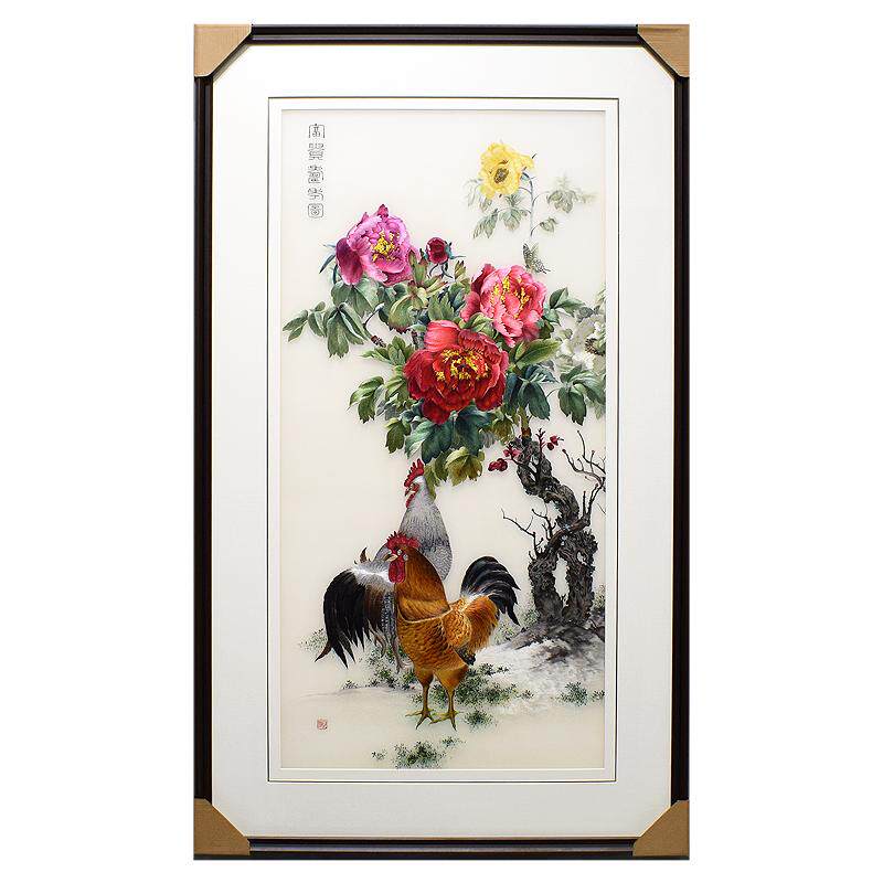 顾氏手工苏绣大公鸡刺绣装饰画