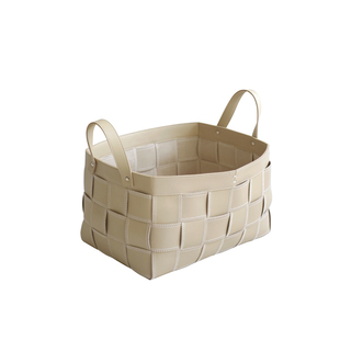 纳茉 BROWNIE皮革编织收纳筐家用脏衣篓高颜值轻奢置物篮杂物筐