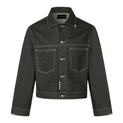 阿荒与阿卤*美式复古手缝线工装风牛仔外套水洗做旧短款休闲外套